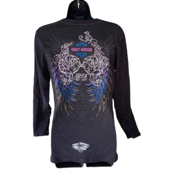 Harley Davidson graphic long sleeve women’s black shirt size large - Picture 3 of 4
